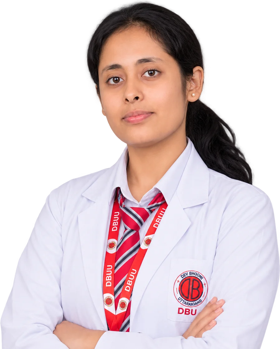 Portrait of Swati in her lab coat